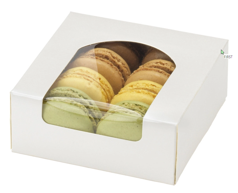 BOITE PATISSIERE 20X20X4 BLC AVC F. 250G - PQTX50