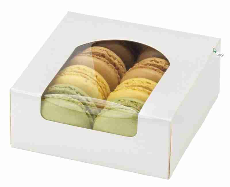 BOITE PATISSIERE 20X20X4 BLC AVC F. 250G - PQTX50